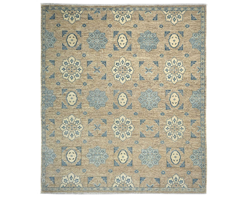 8x10 Zeigler Light Brown Afghan Hand Knotted Wool Area Rug